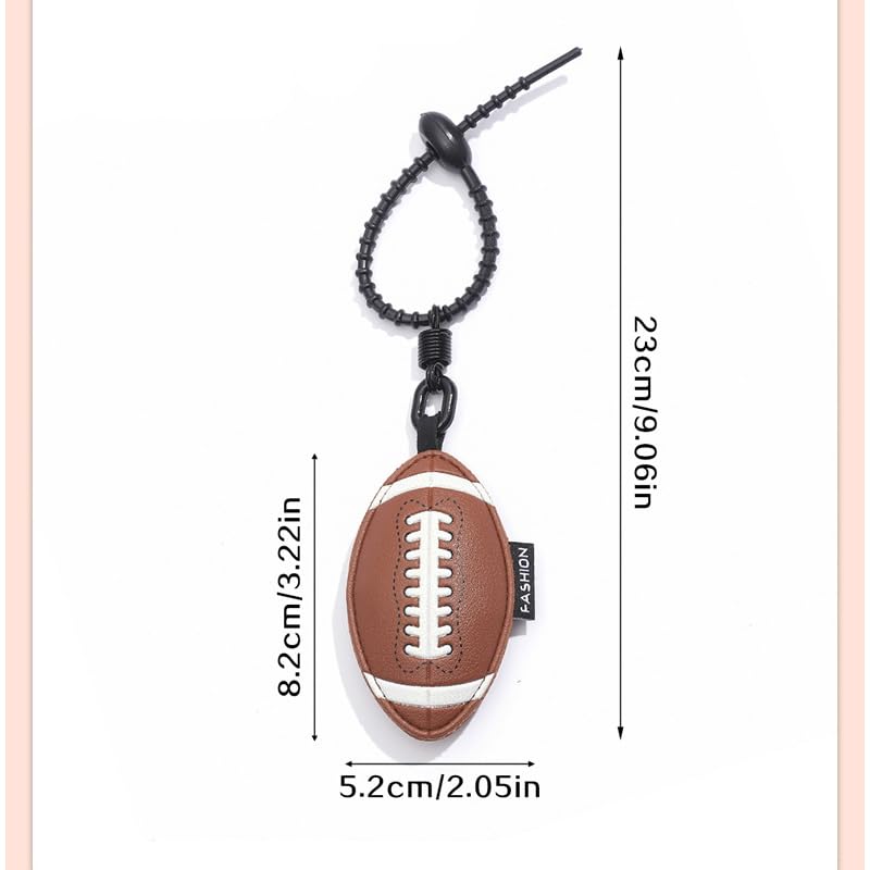 Image of Leather Ball Keychain Wristlet Sports Key Ring Car Key Wallet Backpack Bag Gym Accessories Gifts for Men Women