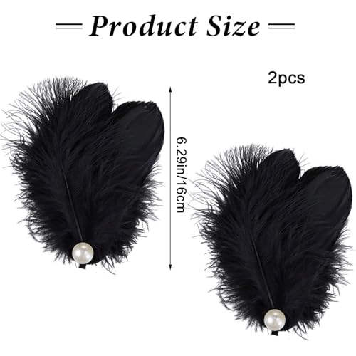 2 Pinzas para Cabello con Plumas Negras miniatura 2