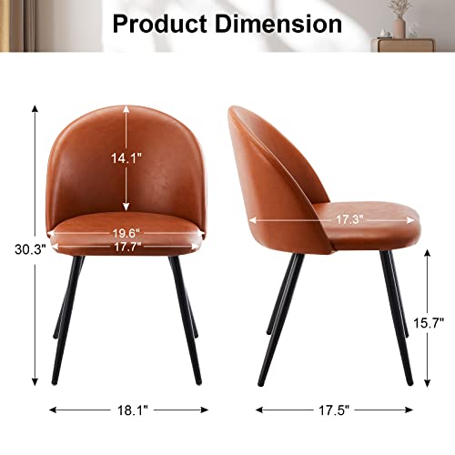 Clipop Modern Dining Chairs Set Of 4, Faux Leather Upholstered Chairs Armless Side Chair With Metal Legs For Living Room Kitchen Bedroom Waiting Room, Farmhouse,Brown #TOP2