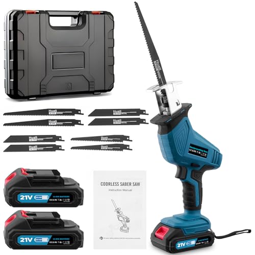 Scie Sabre Sans Fil pour 21V Battery, Scie Egoîne Electrique Sans Fil avec 2 Batterie et Chargeur,...