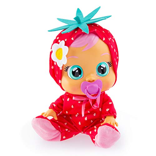 41smuZH1t8L CRY BABIES Tutti Frutti Ella la fraise | Poupée interactive qui pleure de vraies Larmes avec pyjama parfumé au fruit - Poupon idéal pour enfants +18 Mois