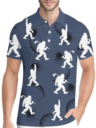 Image of PAGYMO Funny Golf Shirts for Men Crazy Printed Pattern Novelty Moisture Wicking Performance Mens Polo Shirt