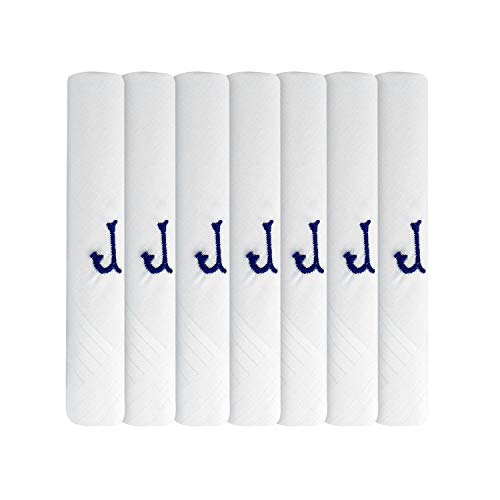 Pañuelos para hombre inicial bordada juego de 7 pañuelos blancos de tela con satén