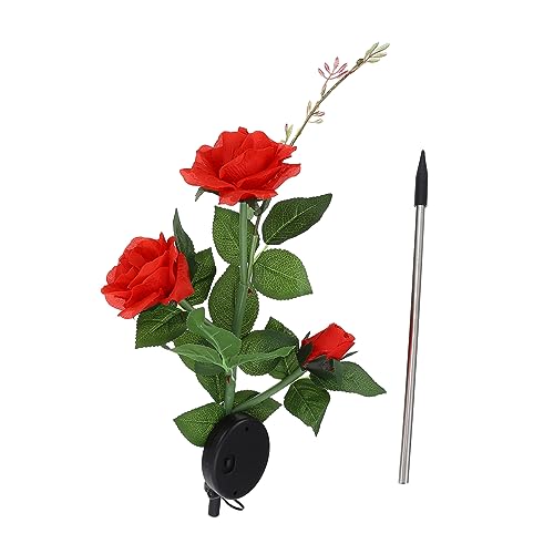 BESPORTBLE Outdoor Solar Lantern Rose 3-Head Solar Garden Light Flower Light for Yard Patio Lawn for Holiday