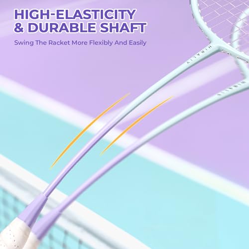 Image of HIRALIY Badminton Rackets Set for Backyards, Badminton Set, Includ 2 /4 Rackets, 6 /12 Birdies, 1 Carrying Bag, Outdoor Game for Adult Family Beginner