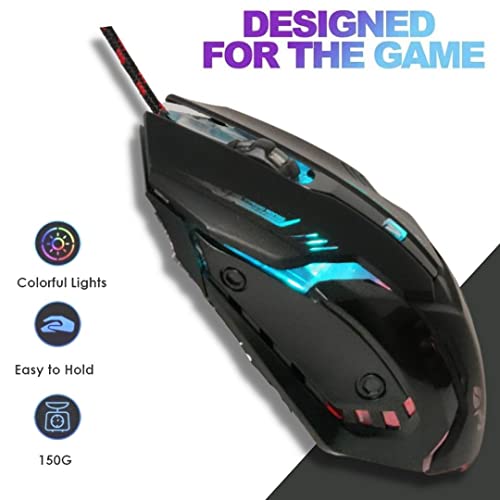Image of COOLCOLD Gaming Mouse | Wired USB 2.0, Mouse Gaming | 1600 DPI LED RGB Backlight 6 Buttons, 4 Color Breathing Light with 1.5M Nylon Cable for Laptop, PC & Gamer