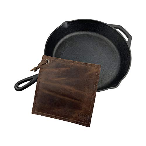Rustic Leather Hot Pot Pad (Potholder), Double Layered, Double Stitched And Handmade By Hide & Drink :: Bourbon Brown #TOP4