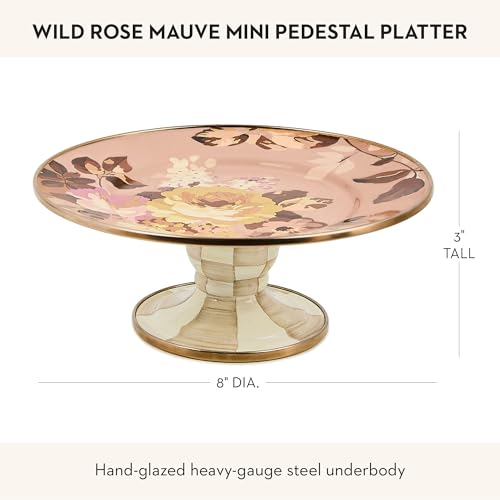 Image of MACKENZIE-CHILDS Pedestal Platter, Mini, Wild Rose Mauve