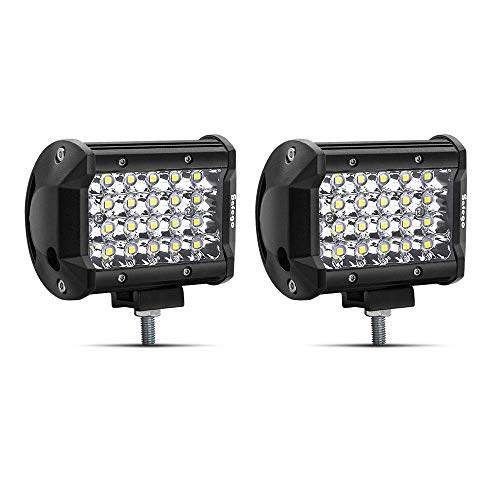 Safego 4 72W Luz de Trabajo LED Foco Led Coche 6000LM Spotlight IP68 Impermeable de Faros Led Tractor Blanco Frío Para Off Road Camión Moto SUV Barco 12V 24V, Garantía de 1 año, 2 piezas
