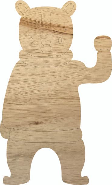 Wooden Teddy Bear 4" Cutout, Unfinished Wood Shape, DIY Craft