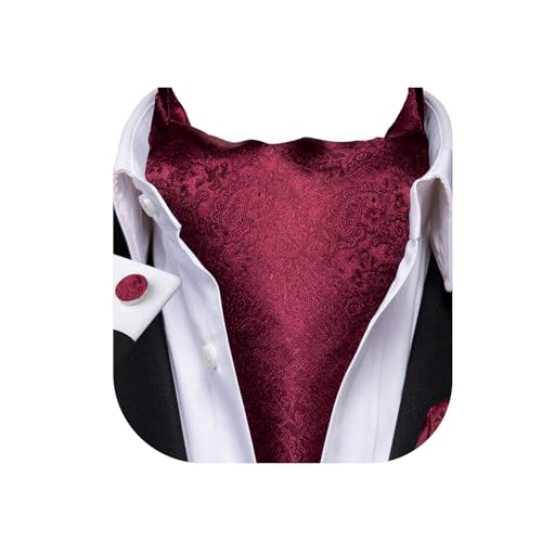 Image of Dubulle Paisley Floral Ascot for Men Self Tie Mens Cravat and Pocket Square Cufflinks Wedding