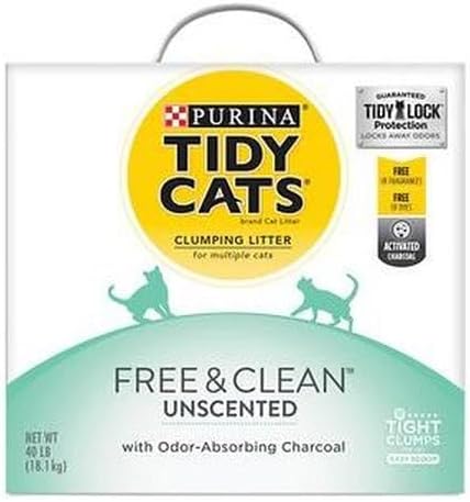 Golden Cat 702122 40 lbs Tidy Cats Free & Clean Unscented Clumping Scoop Litter Box