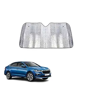 Car Windshield Silver Parking Foldable Sunshade for Heat Protection Useful on Front and Rear Windshield Glass Suitable for Skoda Slavia