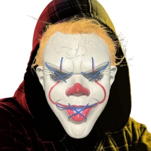 Image of WANNA PARTY LED Light Up Joker Mask for Men,Face For Cosplay, Scary for Halloween Party, Theme Play, Role Play, Halloween