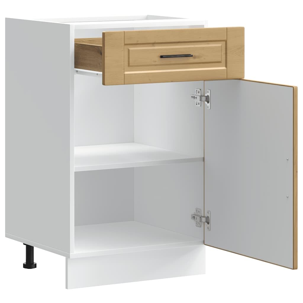 Porto Artisan - Mobiletto da cucina in legno di quercia Artisan, 50 x 46 x 81,5 cm, con ante e piedini regolabili, ideale per armadietti da cucina