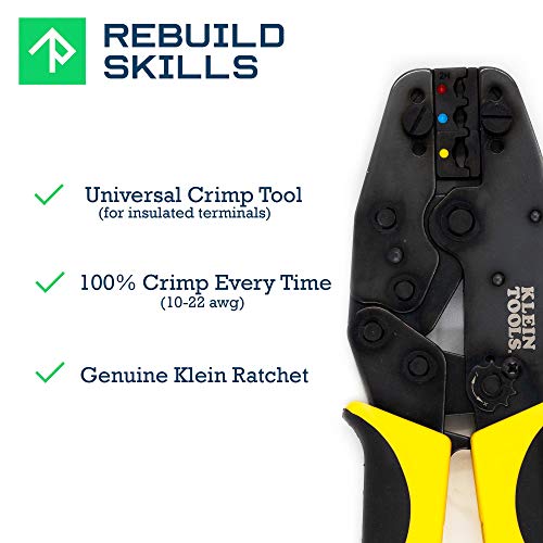 Rebuildskills Wire Terminal Crimper With Ratchet Tool & Crimp Die Set For Insulated Terminals, Awg 10-22 #TOP1