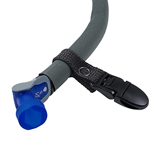 Drink Tube Lanyard Clip. Secure your drink tube to your hydration backpack strap or clothing. (Black)
