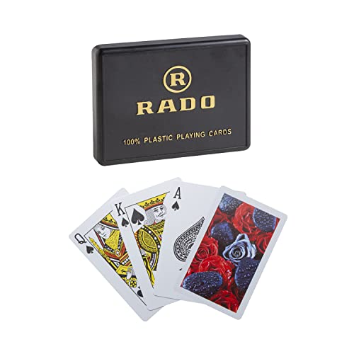 Image of RADO Switzerland Premium Plastic Playing Cards (Pack Of 12) - 6 Sets Of Twin Packs, Bridge Size, Multicolor Cards Packed In A Two Piece Container, Cards For All Ages Used For Card Games, Poker&Rummy