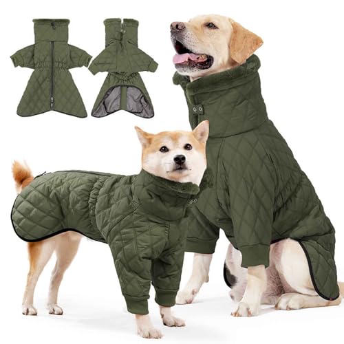 犬用コート、冬用犬用ジャケット、犬用暖かいコート&ジャケット、パッド入りパファー暖かい冬服、小型中型大型犬用犬服、レッド、XXL(Green,L)