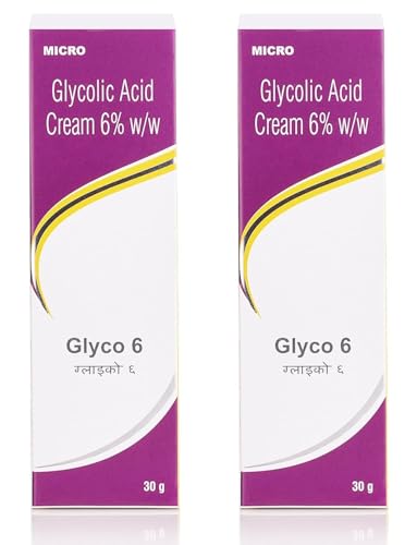 Image of Glyco 6 Glycolic Acid Face Cream 6% w /w | Exfoliating Cream for Acne, Pimples & Dark Spots | Unclogs Pores & Improves Skin Texture | Suitable for Dry & Acne-Prone Skin | 30g (Pack of 2)