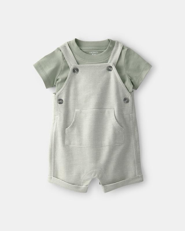 Image of Carter's Baby Boy 2-Piece Easter Bunny Shortall Set | Cotton Shortalls & Top Outfit 1U606410
