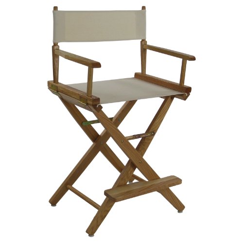 Extra-Wide Premium 24 in. American Oak Counter Height Directors Chair