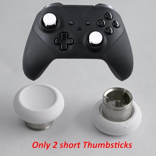 Image of 2 Pcs Metal Short Thumbsticks Replacement for Xbox Elite Series 2 Controllers,Short Concave Magnetic Analog Joysticks for Xbox Elite Series 2 Core Standard Height Thumbsticks(White)