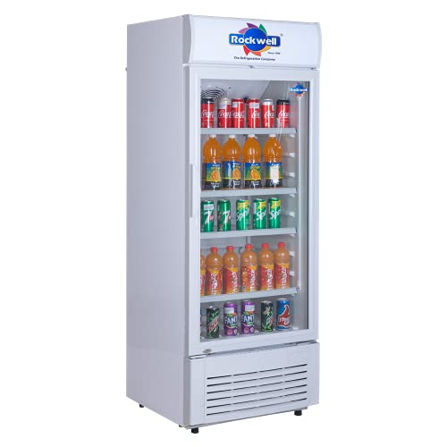 Image of ROCKWELL RVC390A Visi Cooler with Back-Lit canopy, Internal LED, 4 Year Warranty, Air- Cooled, Low Power Consumption, Heavy-Duty Compressor (300 L, White)