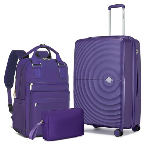 LARVENDER 3-Piece Luggage Set, 20in Carry-On, Spinner Wheels