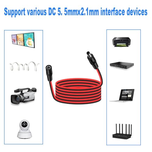 RUNCCI-YUN 14AWG 3m Cable de Extensión 2.1mm x 5.5mm Plug DC Macho a Hembra Conector Extensiones de Corriente CC para, LED, Cámara CCTV Potencia, Coche, Monitores y Más - imagen 7