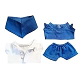 niannyyhouse Plüschpuppe Arzt Outfit Set mit Kopfbedeckung, Mantel, Hemd, Hose, Zubehör für 15-17cm Stofftiere (Blau)