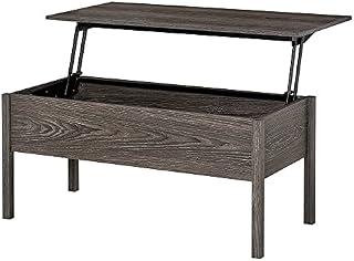 HOMCOM Modern Lift Top Coffee Table with Storage Compartment Convertible Tea Desk Floating Retractable Table Home Office Living Room Furniture Tan