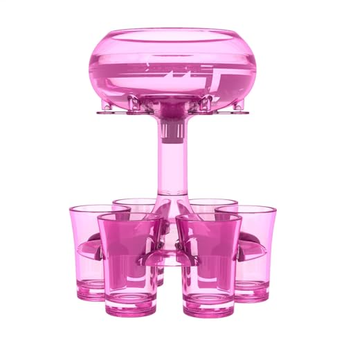 Dispensador y soporte para vasos de chupito, soporte para vertedor de vino, dispensador de seis vasos para vino, cerveza, whisky, café, té