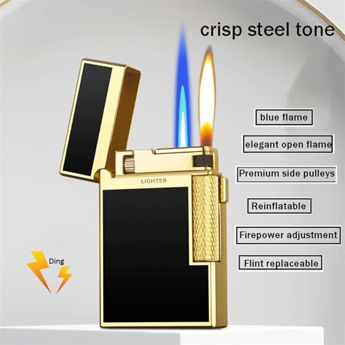 Encendedor de butano metálico tipo flip con doble llama miniatura 3