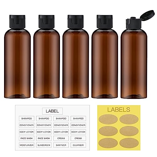 LISAPACK Garrafas de viagem de 100 ml com tampa flip (5 peças) Recipiente dispensador vazio para cos