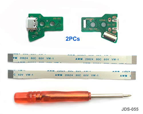 2PCs JDS-055 Replacement Scheda di ricarica Micro USB per PS4 Controller, Porta di ricarica Connettore Adattatore, Presa triangolare, Batteria al litio modulo di caricatore per PlayStation DualShock