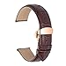 iStrap Leather Watch band -Alligator Grain Embossed Pattern Calfskin Replacement Strap-Stainless Steel Deployment Buckle with Push Buttons-Bracelet for Men Women-18mm 19mm 20mm 21mm 22mm 24mm