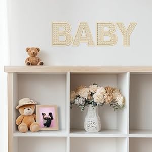 Baby Letters for Baby Shower Wooden Rattan Letters 8 inch 4Pcs for Nursery Wall Decor Large Boho Sign Alphabet Letter for Baby Boy Girl Shower Bedroom Newborn Birthday Gift Home Decorations Baby Letters for Baby Shower Wooden Rattan Letters 8 inch 4Pcs for Nursery Wall Decor Large Boho Sign Alphabet Letter for Baby Boy Girl Shower Bedroom Newborn Birthday Gift Home Decorations