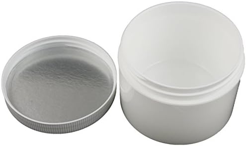 12 Double Wall White Plastic Jars 8 Oz, for Creams, Oils, Lotions, Curated Naturals Brand
