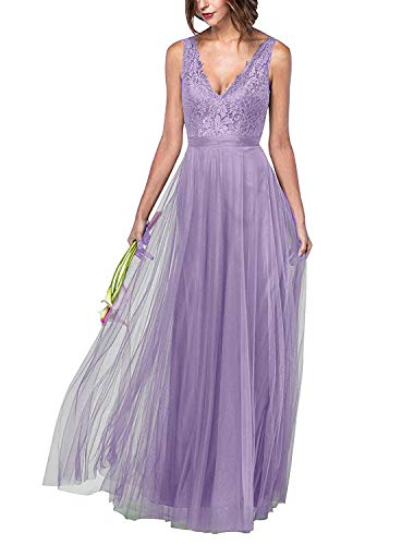 Fanciest-Womens-Double-V-Neck-Bridesmaid-Dresses-Long-Lace-2020-Prom-Evening-Dress-Lavender-US16