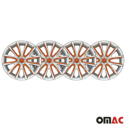 Omac 16 Inch Hubcaps For Ford Transit Grey And Orange 4 Pcs. Wheel Rims Cover - Hub Caps - Car Tire Exterior Replacement #TOP2