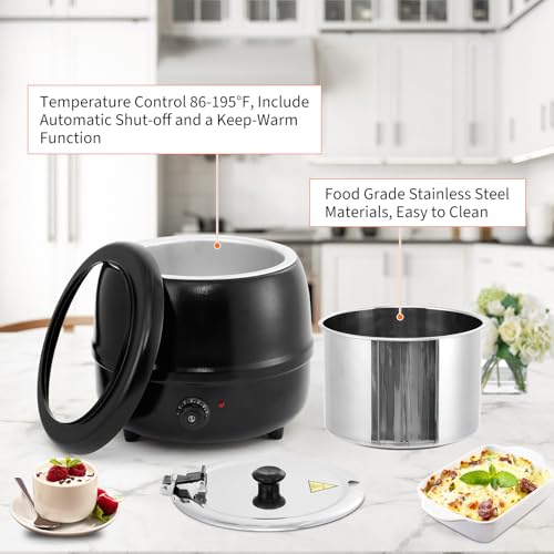 Image of GarveeHome Soup Warmer, 13.7 Quarts Commercial Grade Soup Kettle with Hinged Lid and Detachable Stainless Steel Insert Pot, Food Warmer with Anti-Scald Handle for Restaurants, Buffet, Catering | Food Warmer with Detachable Stainless Steel Insert Pot and Anti-Scald Handle for Restaurants, Buffet, Catering