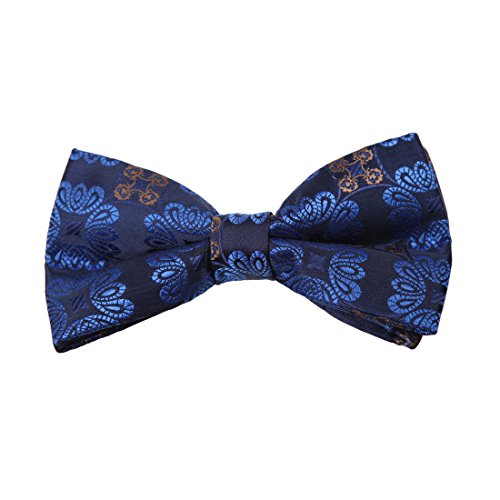 Formal Bow Ties Blue Floral Print Pre-Tied Bow Tie Polyester 25.6"-Neck-Size Clip-On Adjustable Pageant Dances DBD7B23H Dan Smith Midnight Blue,Royal Blue