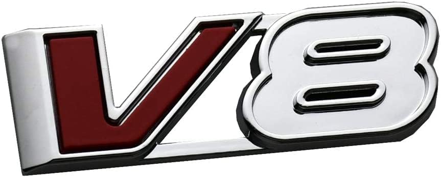 Image of 1x V8 Emblem 3D Badge Car Decal Nameplate Replacement for All Car Truck Canyon Colorad (Chrome /Red)