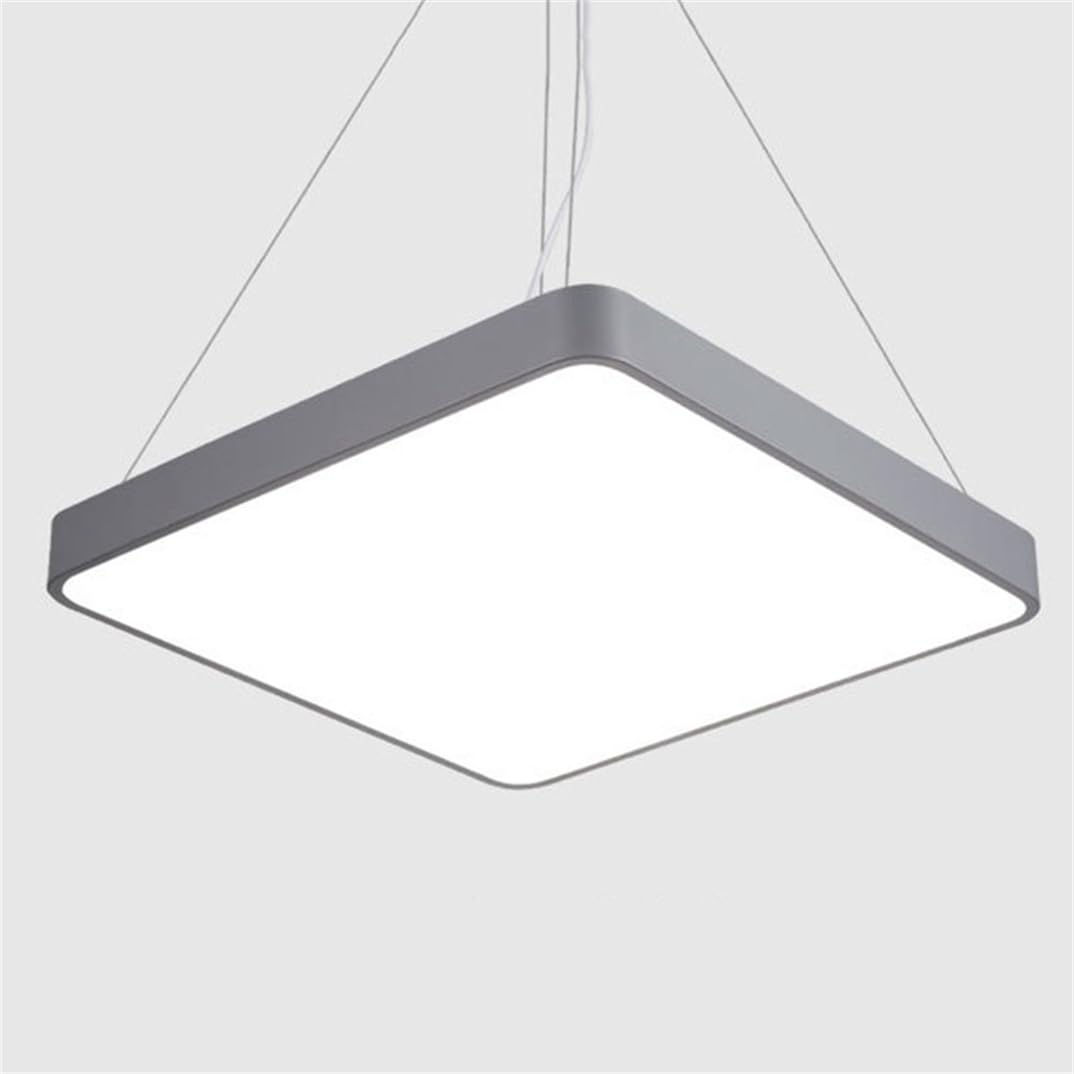 CWVYKNP Simple Grey Led Lighting Lamp Fixture Contemporary Office Ceiling Embedded Mount Chandeliers Daylight White Ultrathin Geometry Aluminum Island Lighting Lamp Fixture