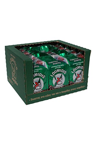 15x 200 g griechischer Mokka Kaffee gemahlen Loumidis Mocca Cafe 1 Karton Spar Paket 3 kg aus Griechenland + 2 Probiersachets 10 ml Olivenöl aus Kreta Y