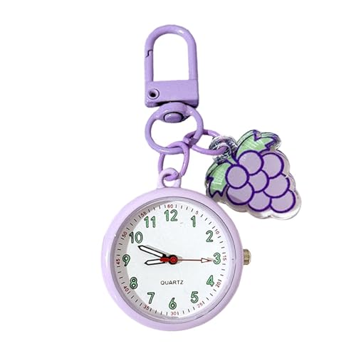 Reloj de bolsillo para mujer portátil tipo llavero brillante y colgante de dibujos animados