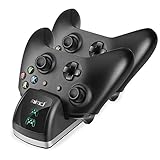 TNP Controller Charger Compatible with Xbox One S/X Standard and Elite, Dual Docking Station Stand Cradle w/Charging Indicator Light & 2 Rechargeable Batteries