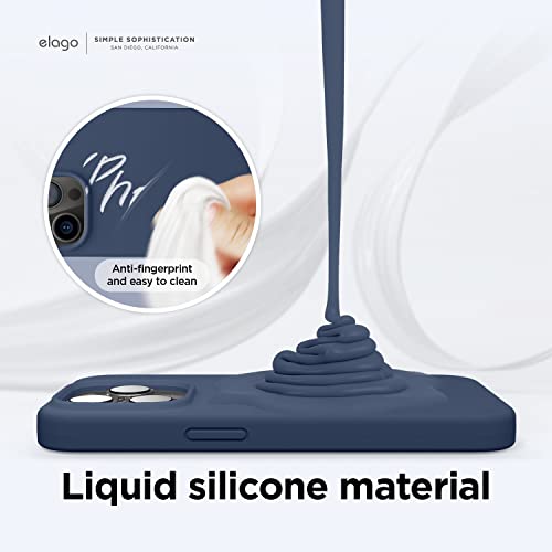 Image of elago Compatible with iPhone 14 Pro Max Case, Liquid Silicone Case, Full Body Protective Cover, Shockproof, Slim Phone Case, Anti-Scratch Soft Microfiber Lining, 6.7 inch (Jean Indigo)