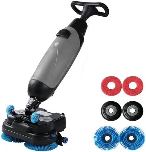 3-in-1 Commercial Floor Scrubber Machine - Professional Cleaner & Polisher with 2 Brushes, 90-120 Min Run Time, Covers 1000 m²/h, Ideal for Concrete, Tile & Sealed Floors - Grey